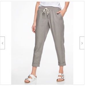ATHLETA GRAY LINEN BALI ANKLE CUFFED PANT